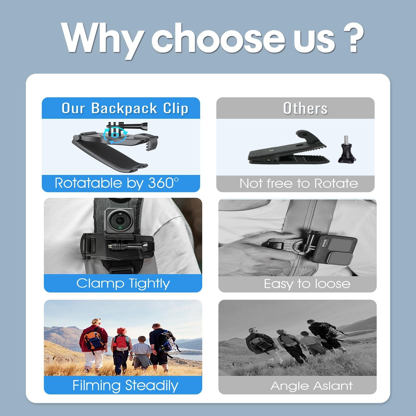 360 Degree Rotating Backpack Belt Clip Bracket 4