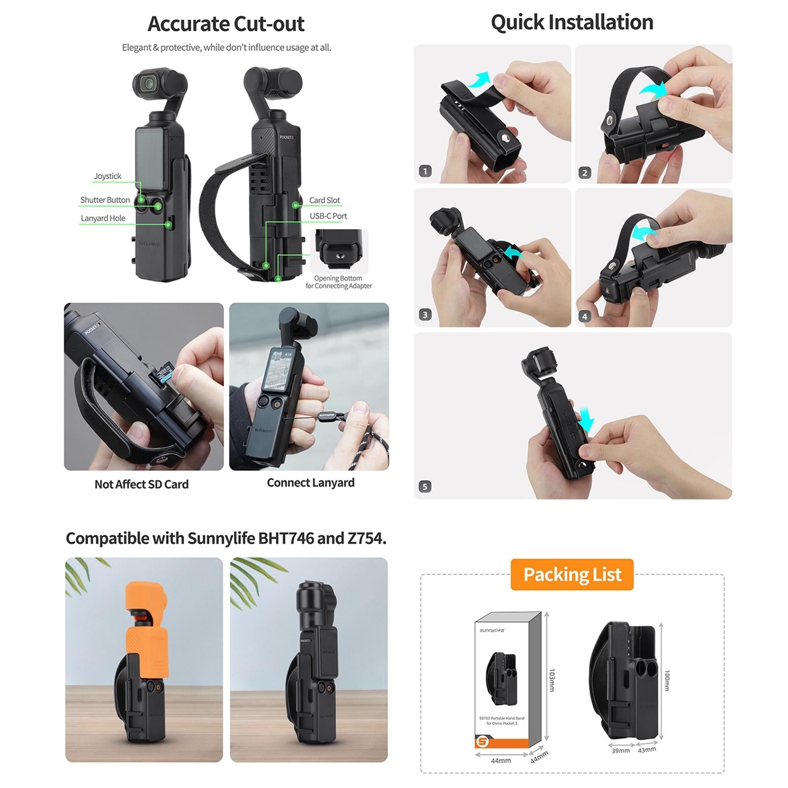 Protective Hand Band for Dji Pocket 3 with Cold Shoe Extension and Handle Cover 8