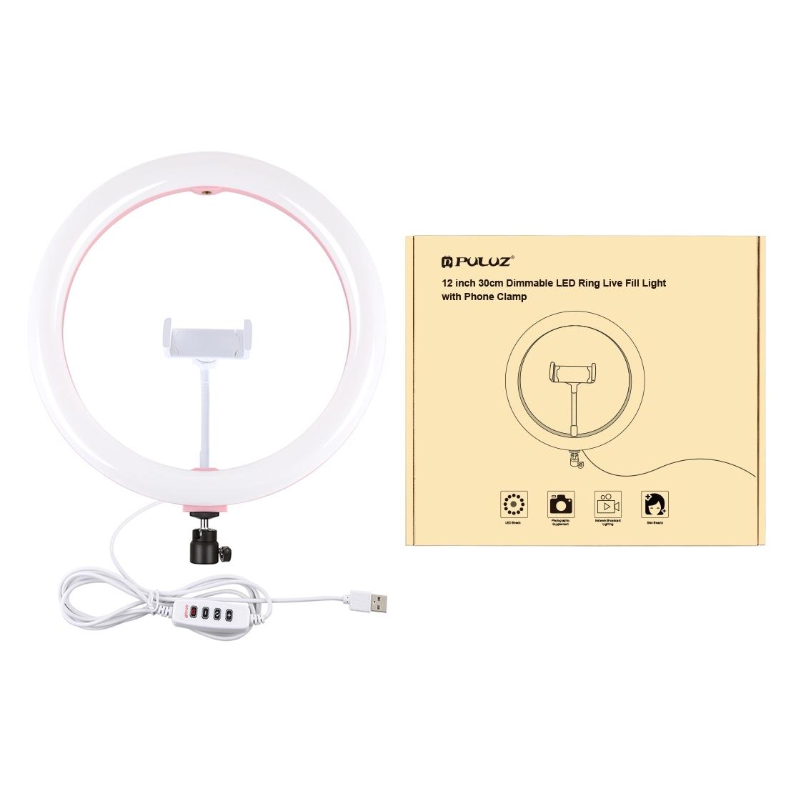 30cm Usb Dual Colour Led Ring Light with Phone Clamp - Black 11