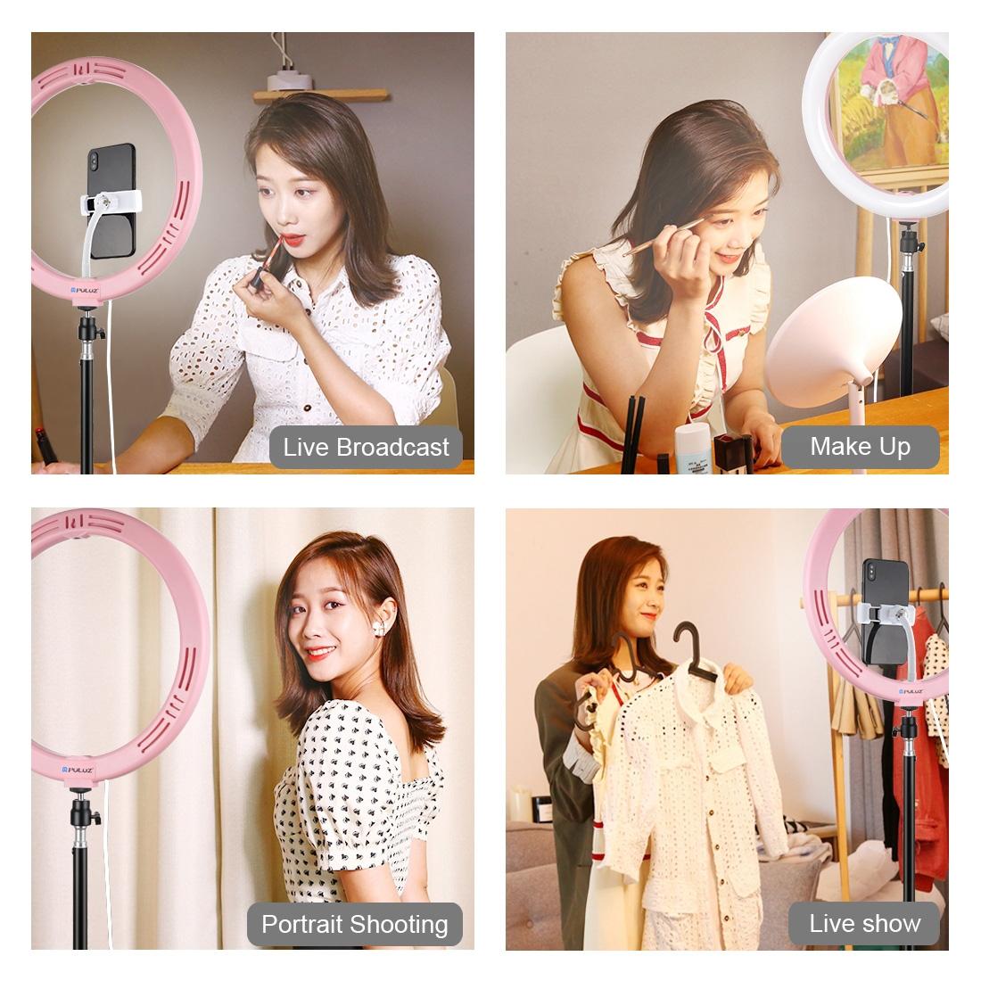 30cm Usb Dual Colour Led Ring Light with Phone Clamp - Black 12
