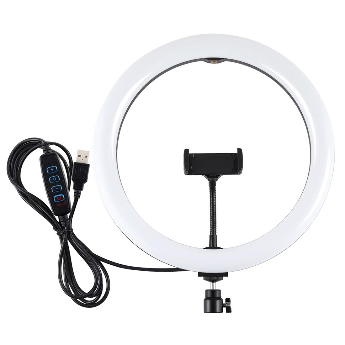30cm Usb Dual Colour Led Ring Light with Phone Clamp - Black 14
