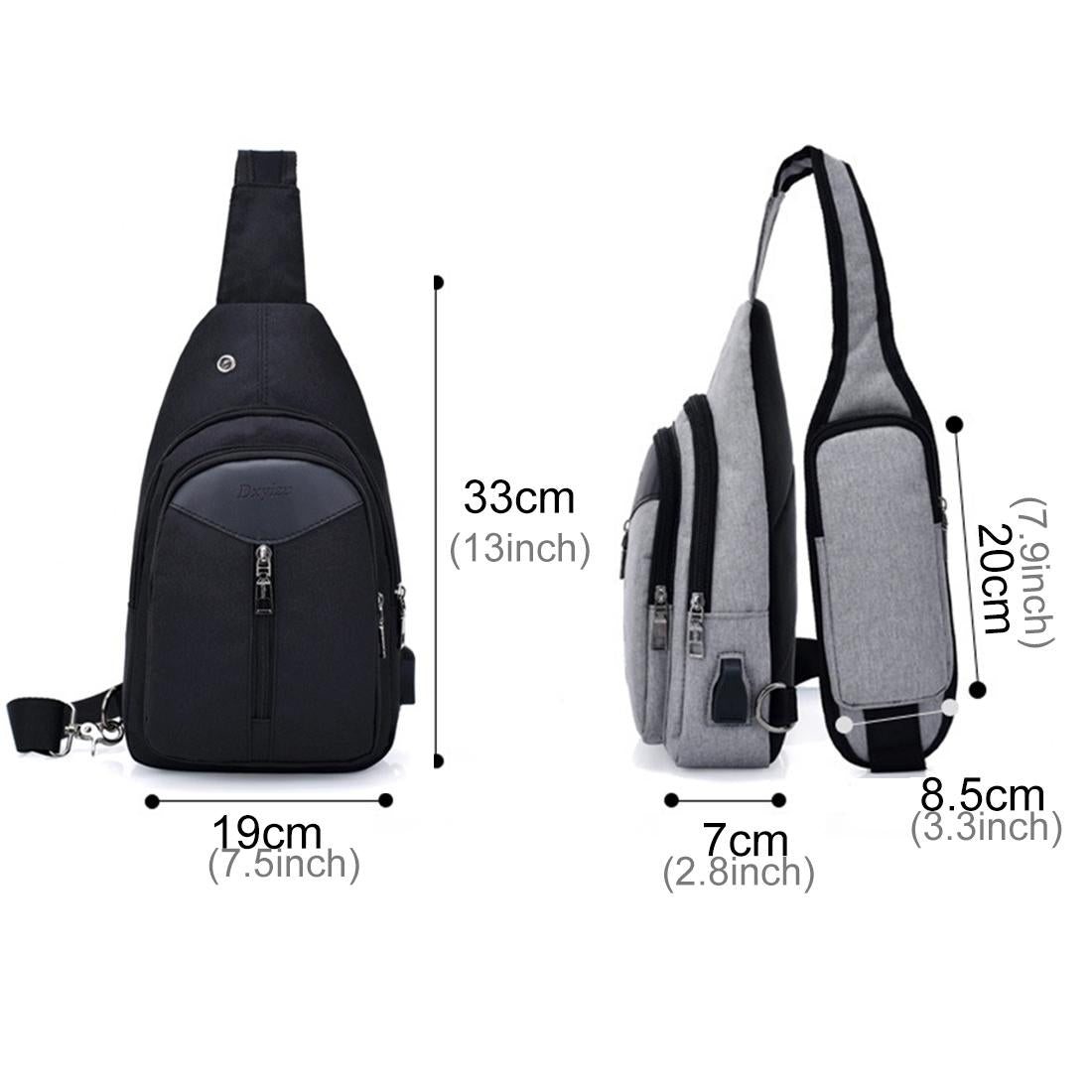 Outdoor Crossbody Bag With Usb Charging And Headphone Plug Triangle Design Black 7