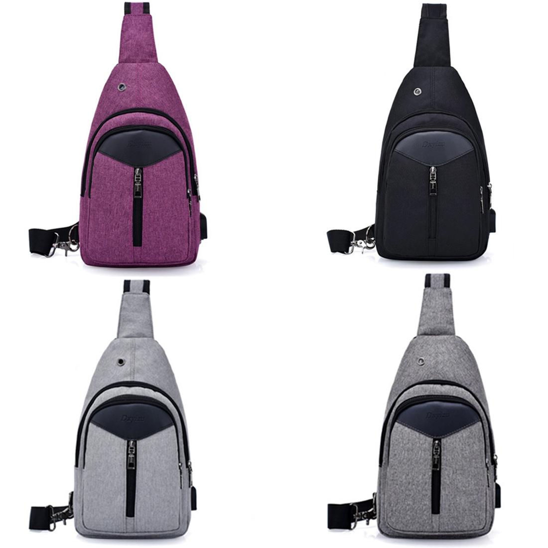 Outdoor Crossbody Bag With Usb Charging And Headphone Plug Triangle Design Black 8