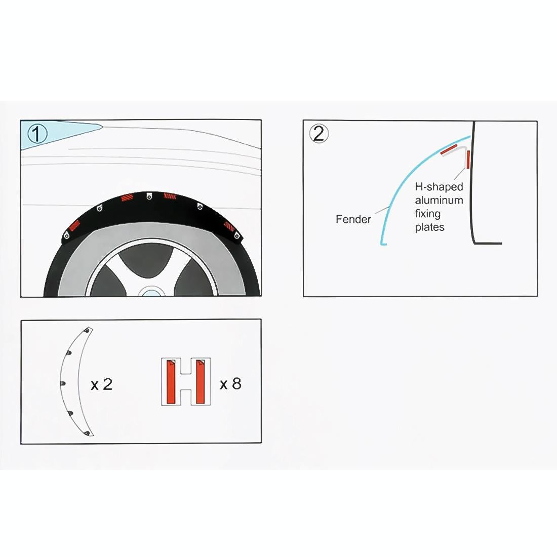 2 Pcs 58Cm Car Stickers Rubber Round Arc Strips Fender Flares Wheel Eyebrow Decal Sticker Black 7