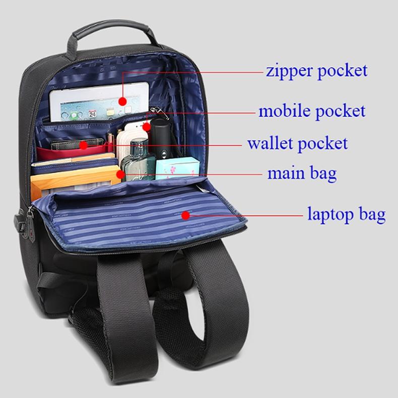 Large Capacity Anti-Theft Waterproof Shoulder Bag With Usb Port - Black 30.5X13X45Cm 4