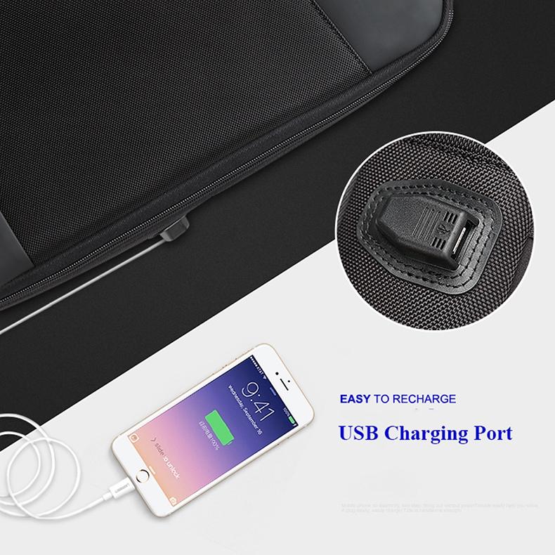 Large Capacity Anti-Theft Waterproof Shoulder Bag With Usb Port - Black 30.5X13X45Cm 5