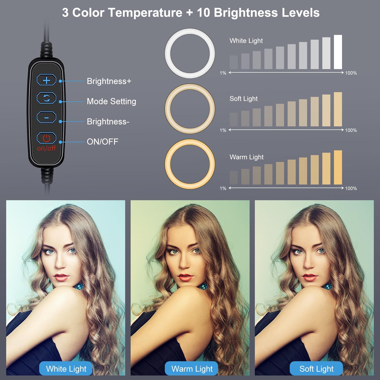 Usb Ring Selfie Light with Dual Colour Temperature and 3 Modes - 4.7 Inch 5