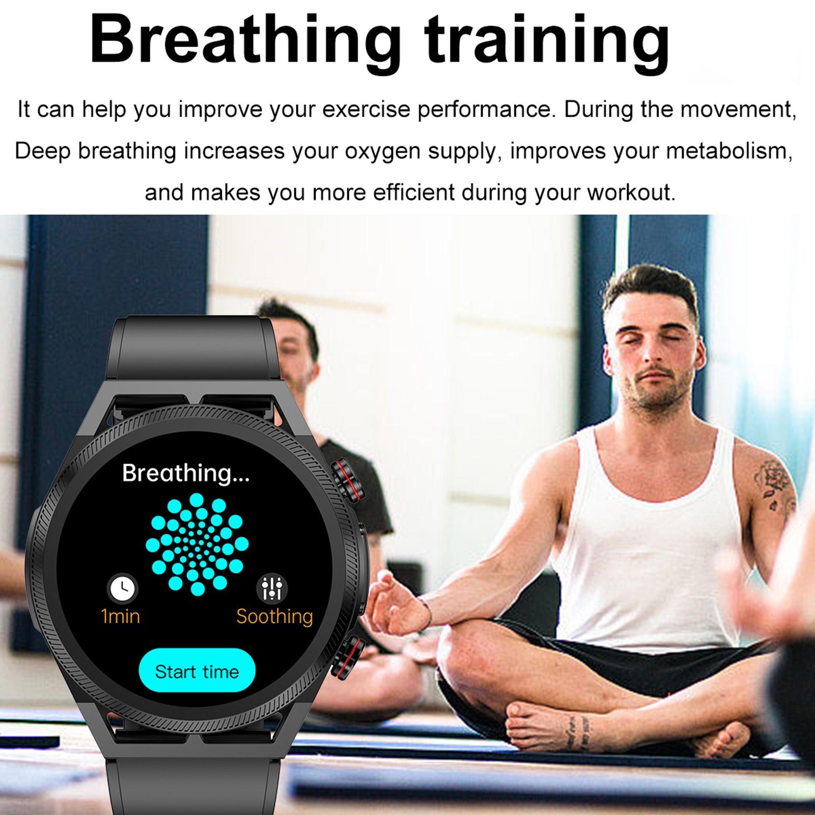 1.39 Inch Ips Screen Ip67 Waterproof Leather Band Smart Watch Support Body Temperature Monitoring / Ecg - Black 7
