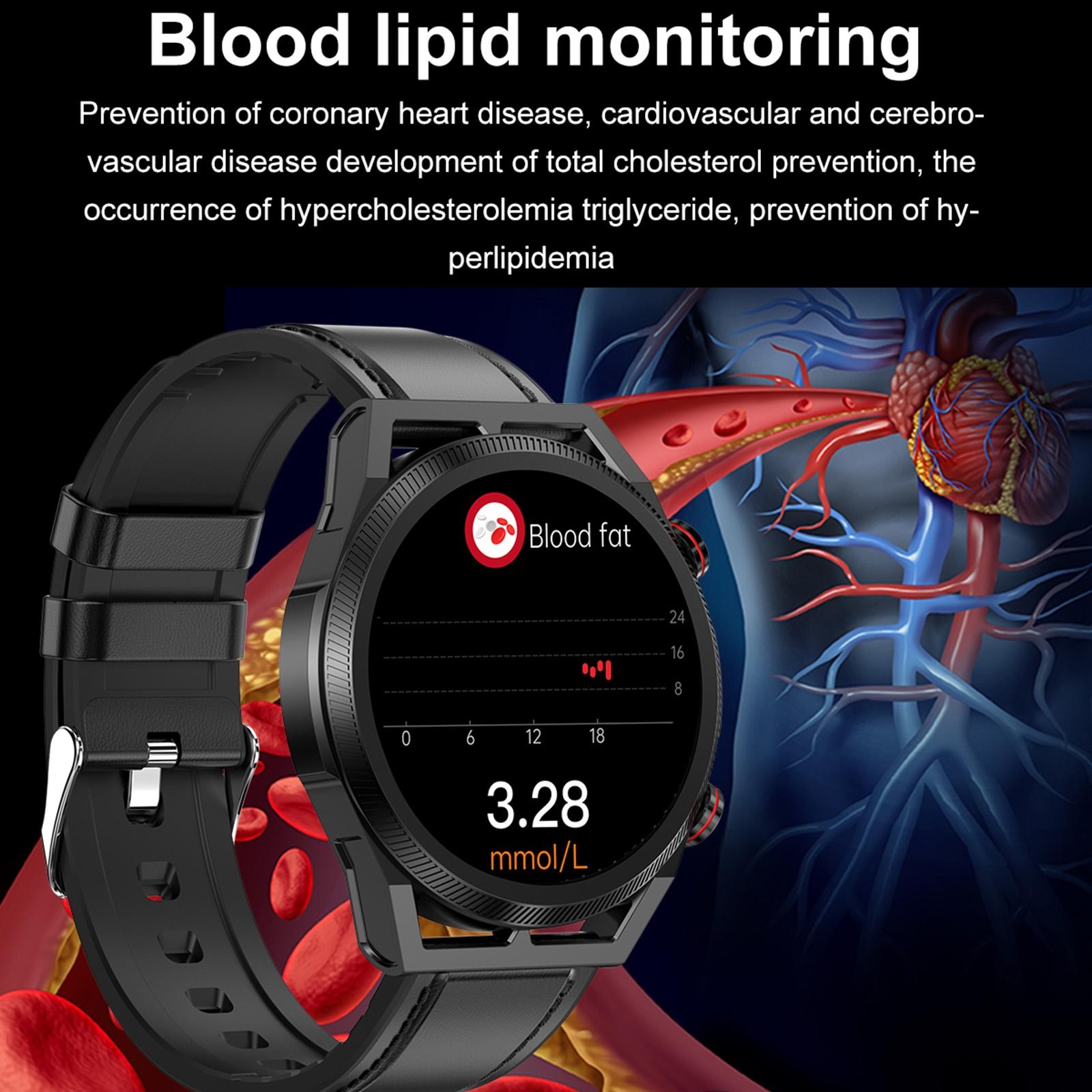 1.39 Inch Ips Screen Ip67 Waterproof Leather Band Smart Watch Support Body Temperature Monitoring / Ecg - Black 10