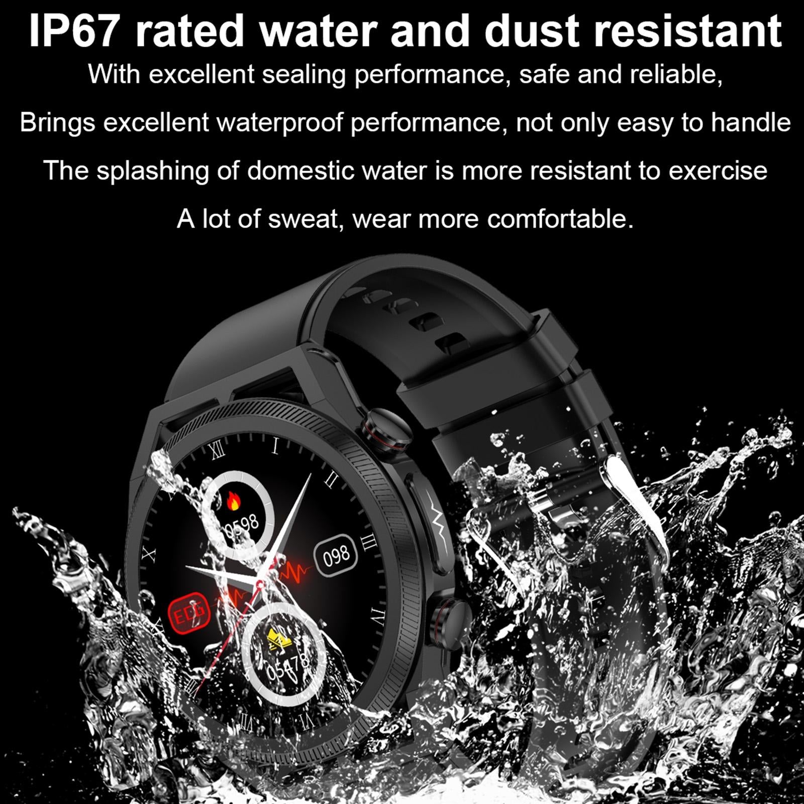 1.39 Inch Ips Screen Ip67 Waterproof Leather Band Smart Watch Support Body Temperature Monitoring / Ecg - Black 13