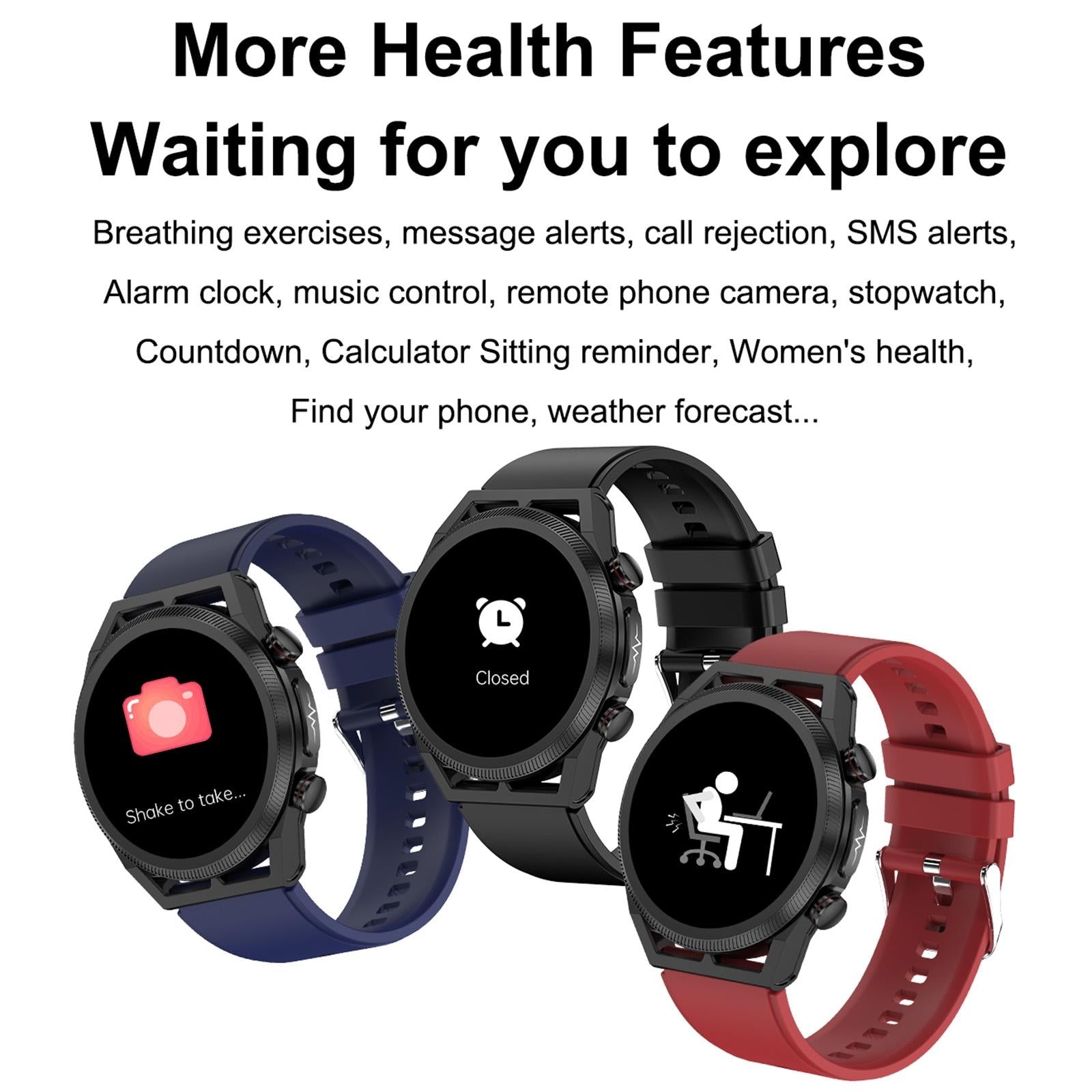 1.39 Inch Ips Screen Ip67 Waterproof Leather Band Smart Watch Support Body Temperature Monitoring / Ecg - Black 15