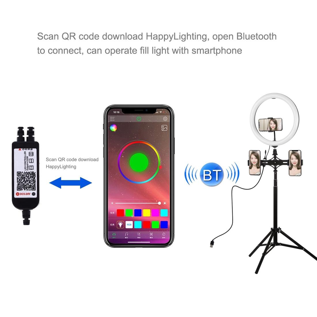 11.8 Rgbw Led Ring Light Kit with Mount Dual Phone Brackets and Remote Control 11
