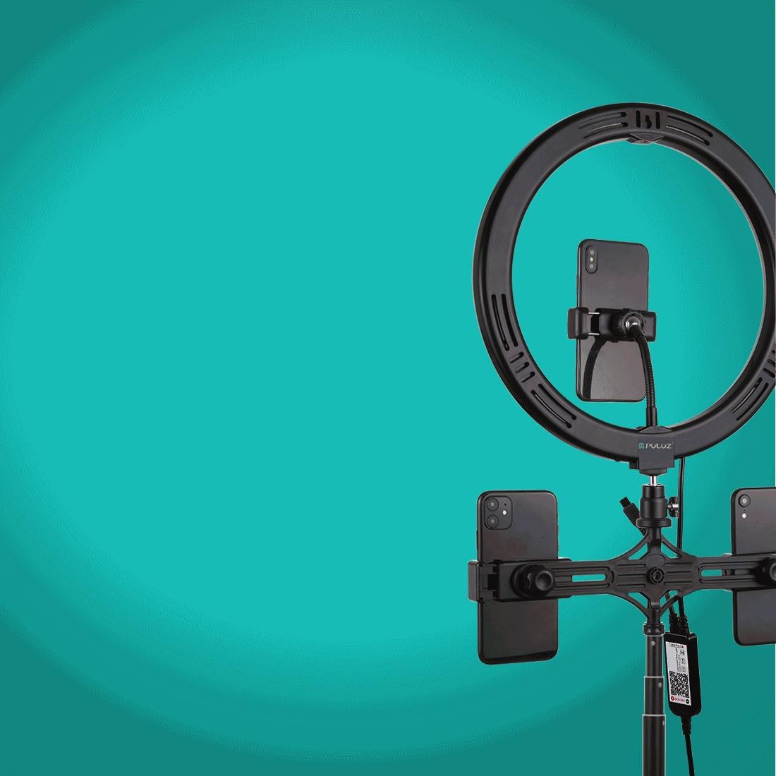 11.8 Rgbw Led Ring Light Kit with Mount Dual Phone Brackets and Remote Control 14