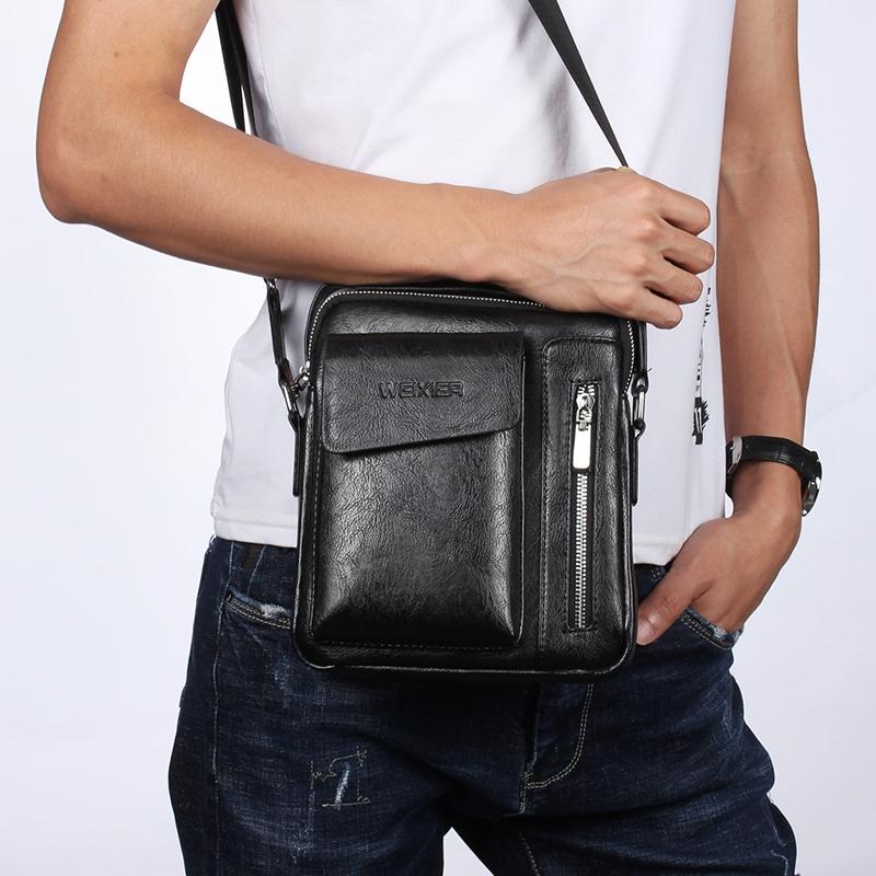 Men Universal Shoulder Messenger Bag Fashionable And Functional L 24Cm X 20Cm X 6Cm - Black