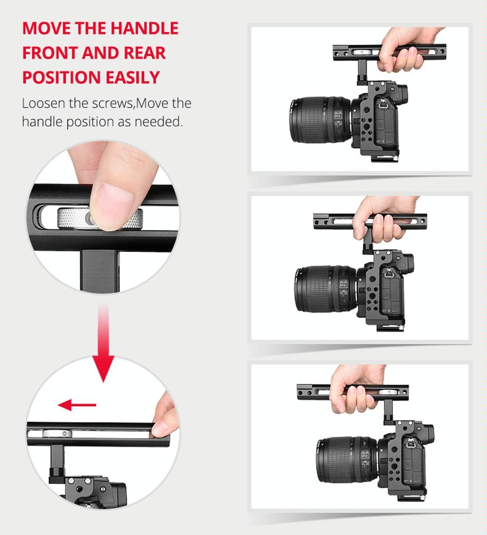 Video Camera Cage Stabilizer With Handle For Nikon Z6 / Z7 - Black 6