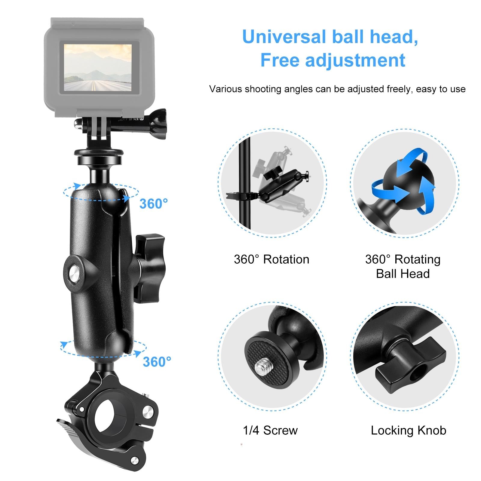 Quick Release Handlebar Mount for Action Cameras 5