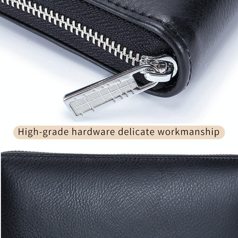 Leather Rfid Card Holder Wallet - Blocking - Black 7