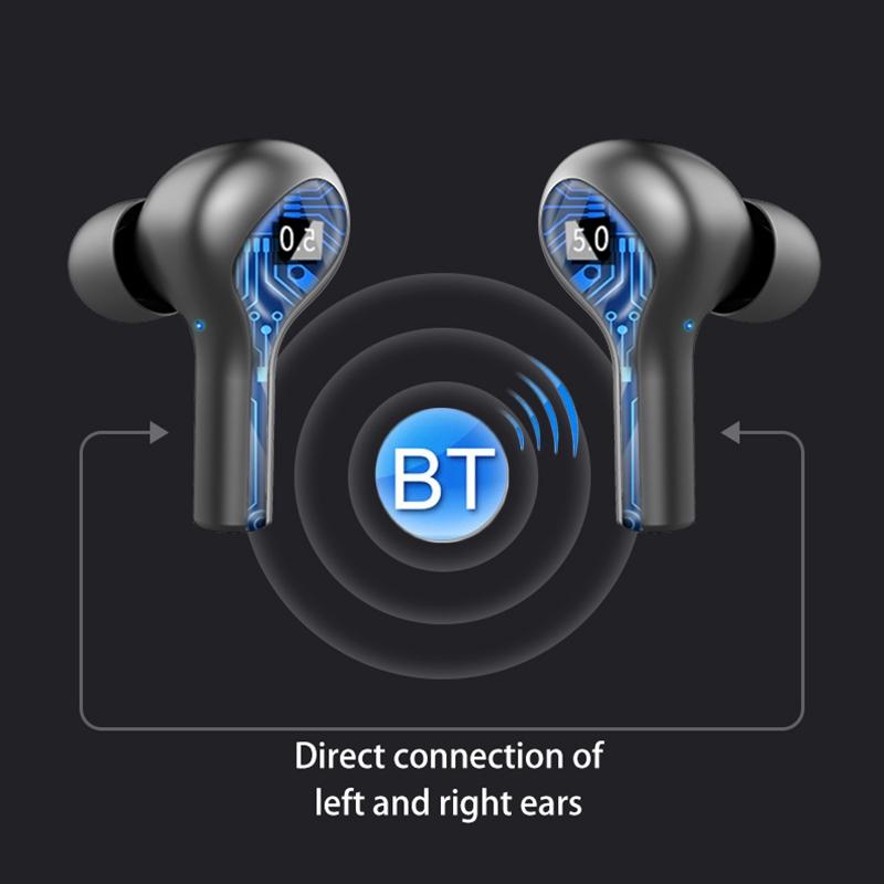 Touch Bluetooth Earphones with Noise Cancellation and Charging Box - Black 4