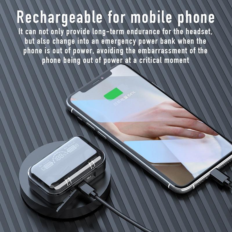 Touch Bluetooth Earphones with Noise Cancellation and Charging Box - Black 6