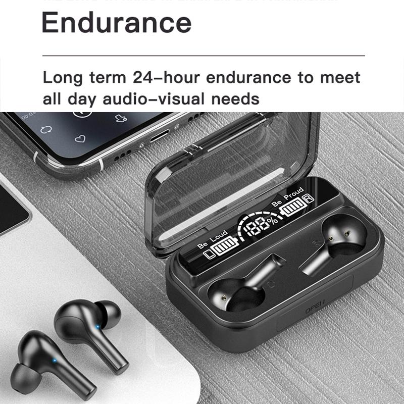 Touch Bluetooth Earphones with Noise Cancellation and Charging Box - Black 13
