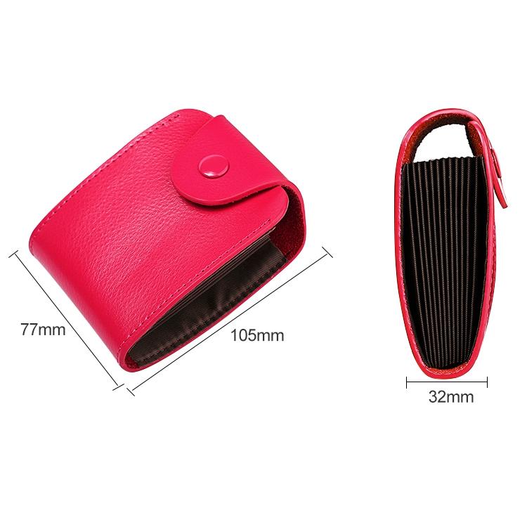 Black Litchi Leather Card Holder Wallet Large Capacity 3