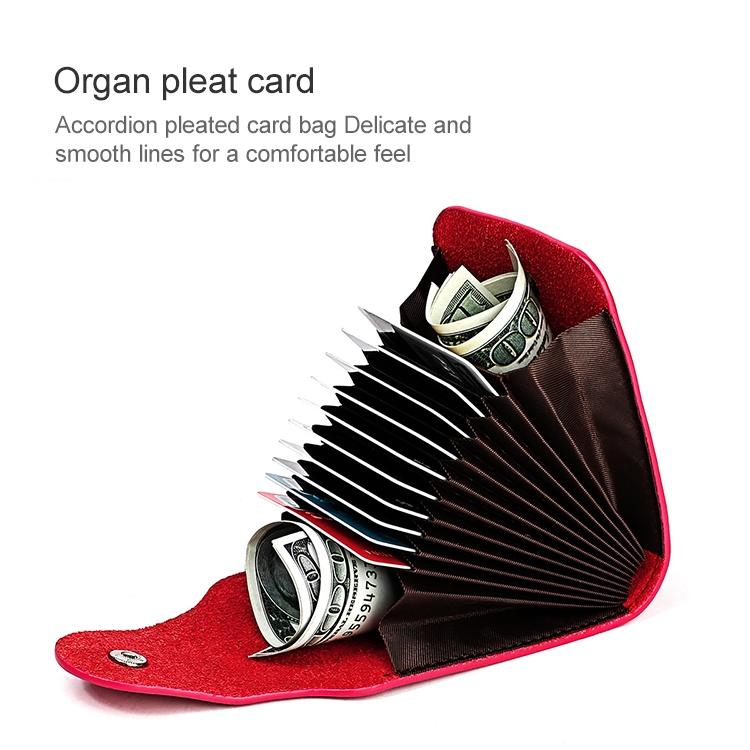 Black Litchi Leather Card Holder Wallet Large Capacity 5