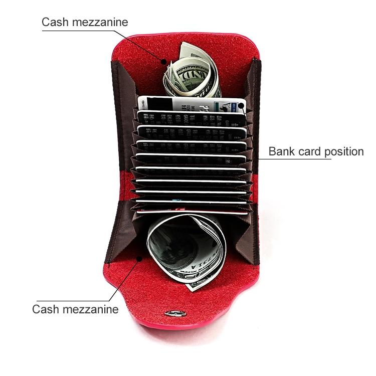 Black Litchi Leather Card Holder Wallet Large Capacity 6