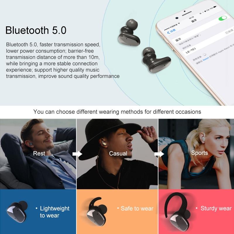Waterproof True Wireless Bluetooth Earphones - Sports 5.0 - Black 4