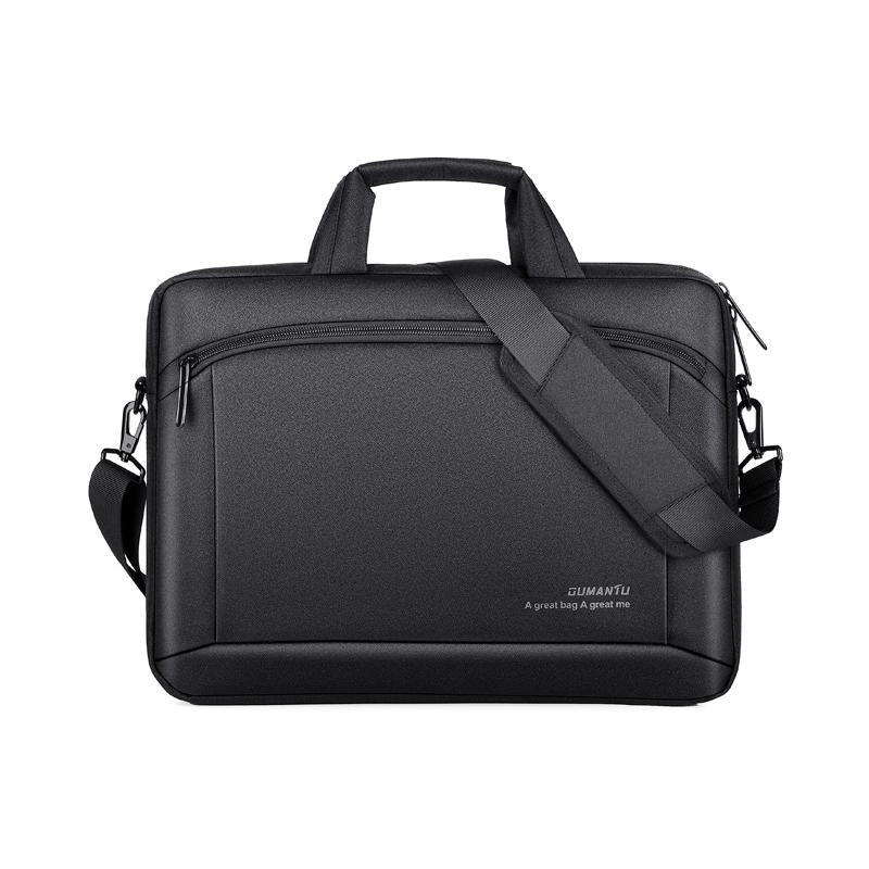 Portable 15 Inch Laptop Leather Handbag For Business Briefcase - Black