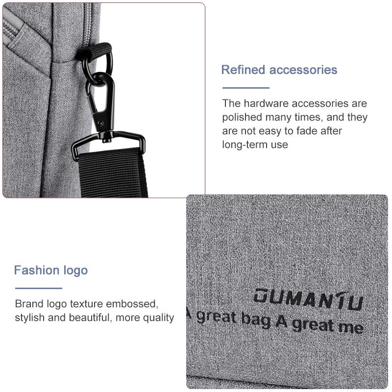 Portable 15 Inch Laptop Leather Handbag For Business Briefcase - Black 4