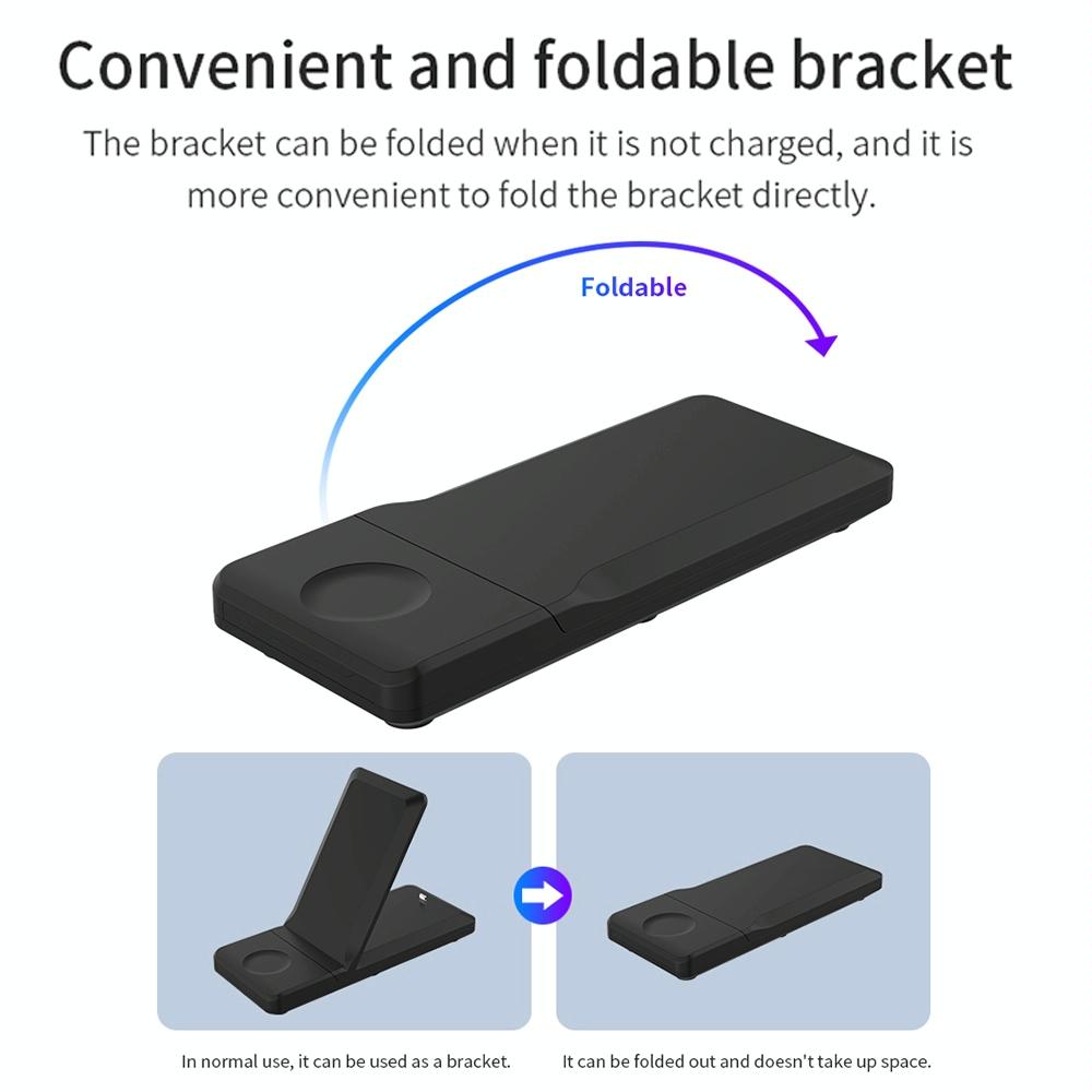 3 In 1 Foldable Wireless Charger For Iphone Iwatch Airpods - Black 5