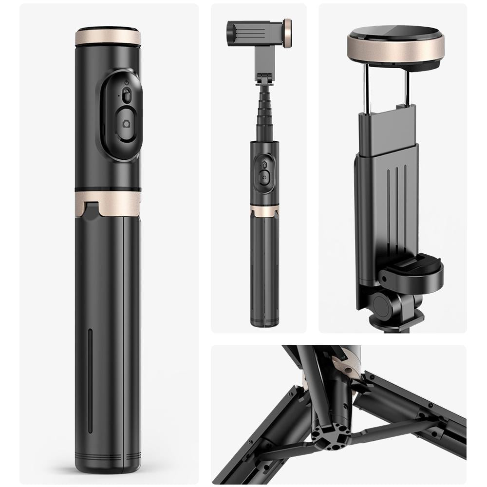 Reinforced Bluetooth Remote Control Selfie Stick with Hidden Design - Black 4