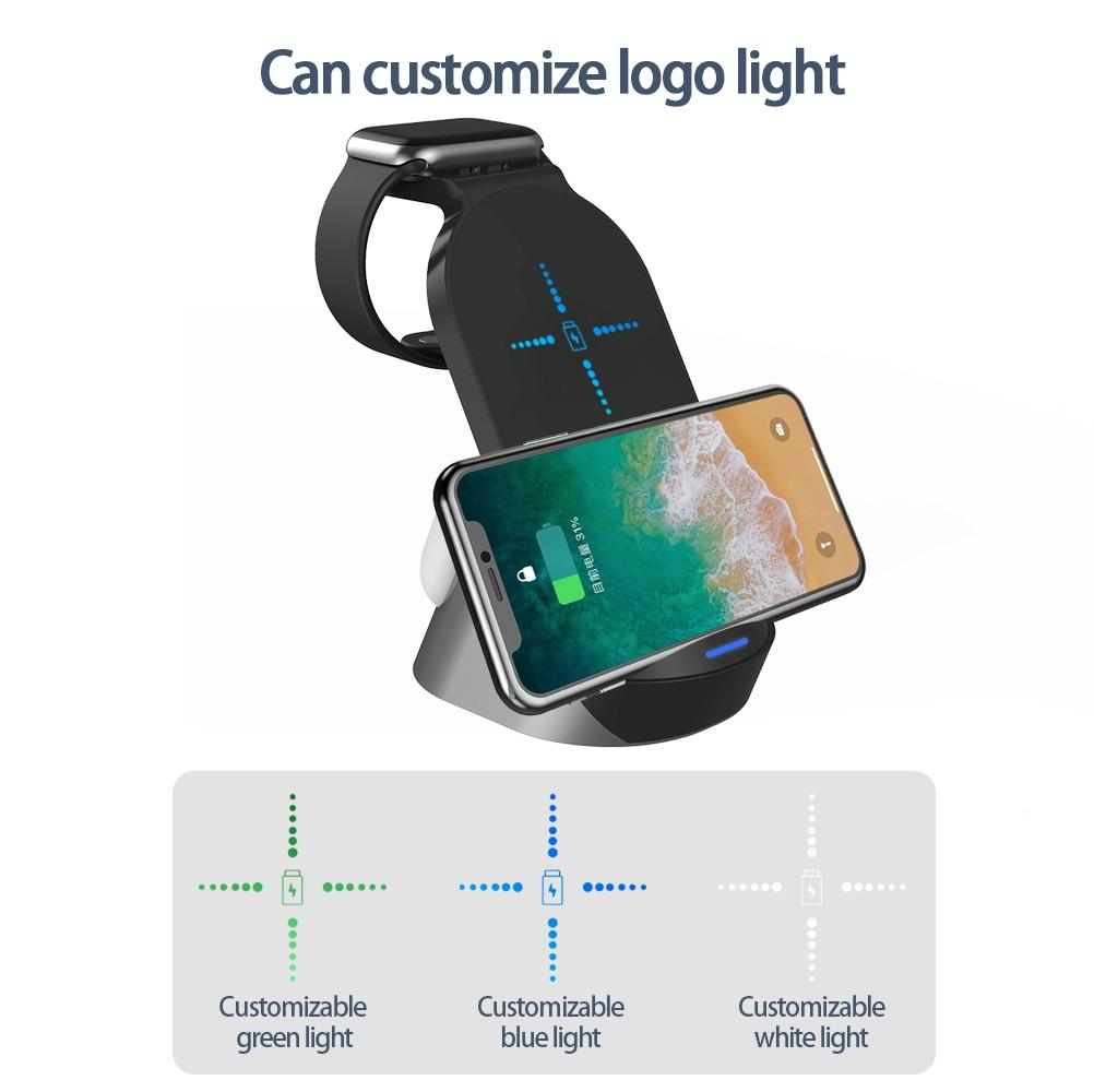 3 In 1 Wireless Charger For Iphone Apple Watch Airpods & Android Black 8