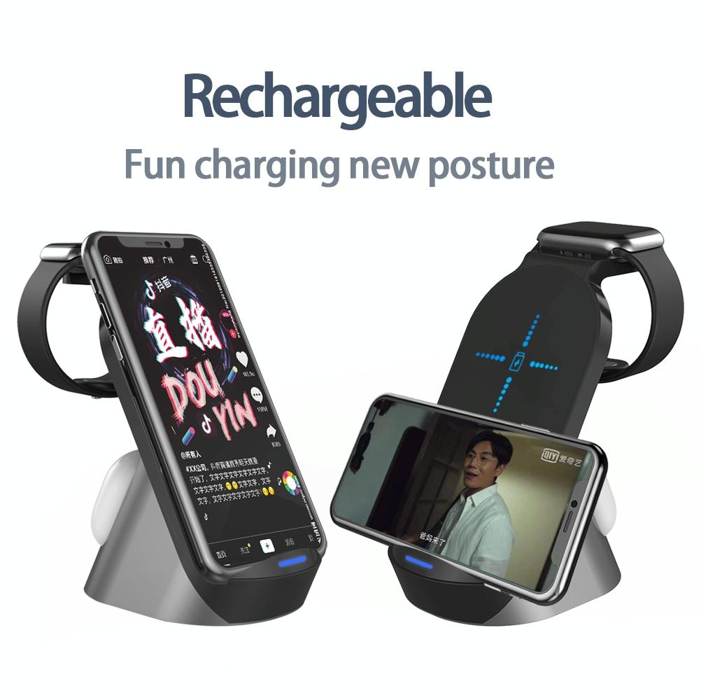 3 In 1 Wireless Charger For Iphone Apple Watch Airpods & Android Black 9