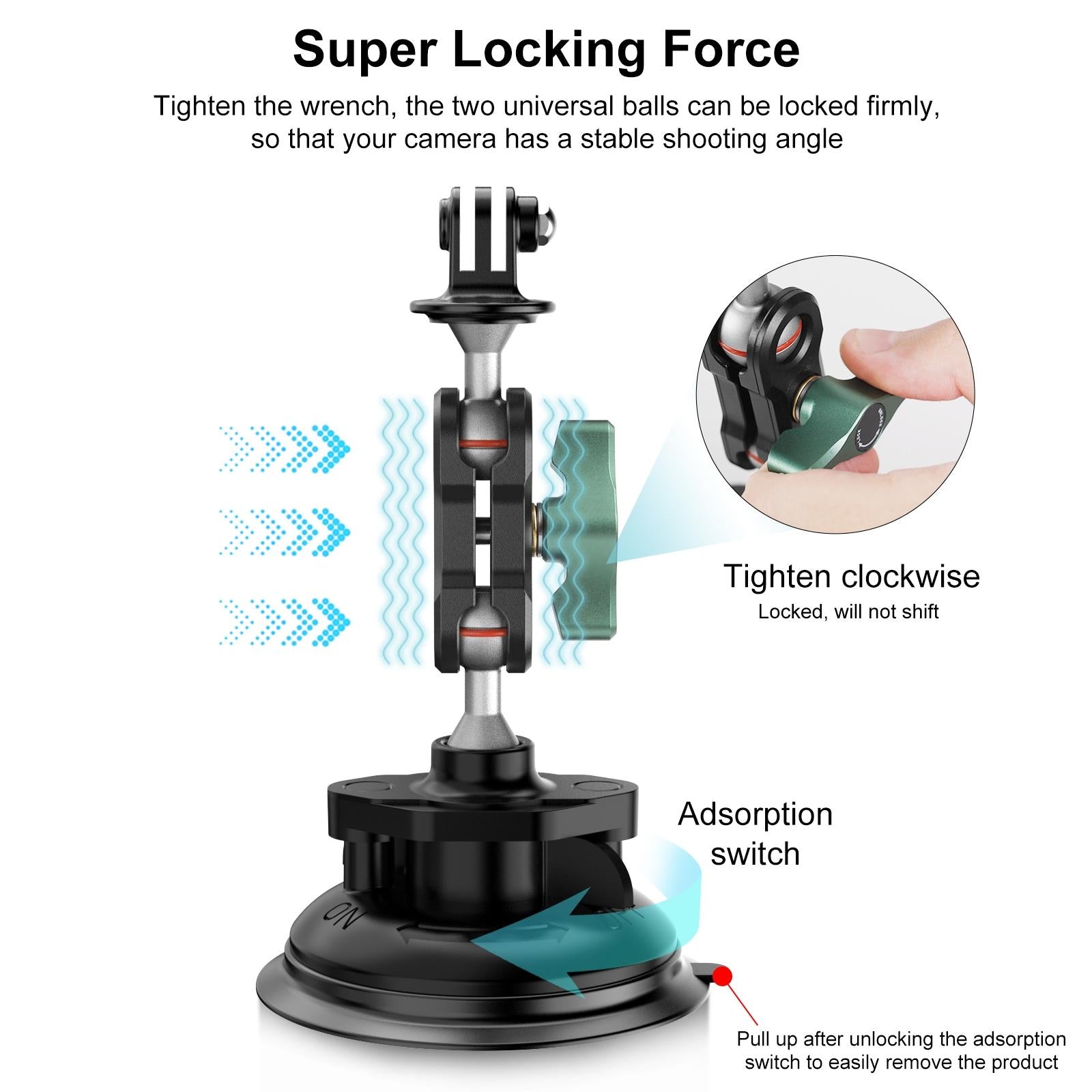 Aluminum Alloy Magic Arm with Strong Suction Cup 3