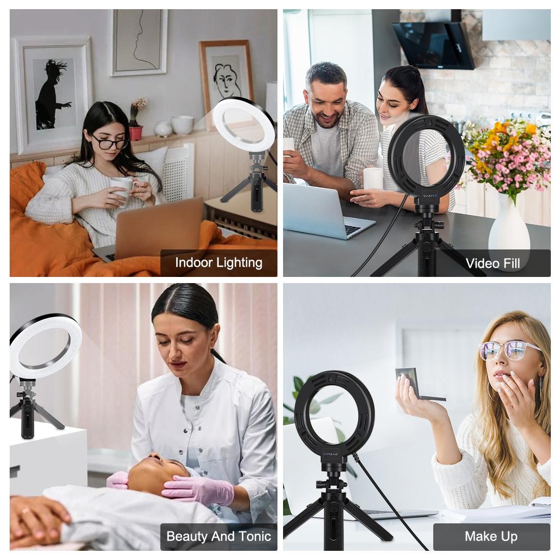 Usb 3 Modes Dimmable Led Ring Light & Pocket Tripod Kit with Cold Shoe Ball Head - 4.7 Inch Diameter 8