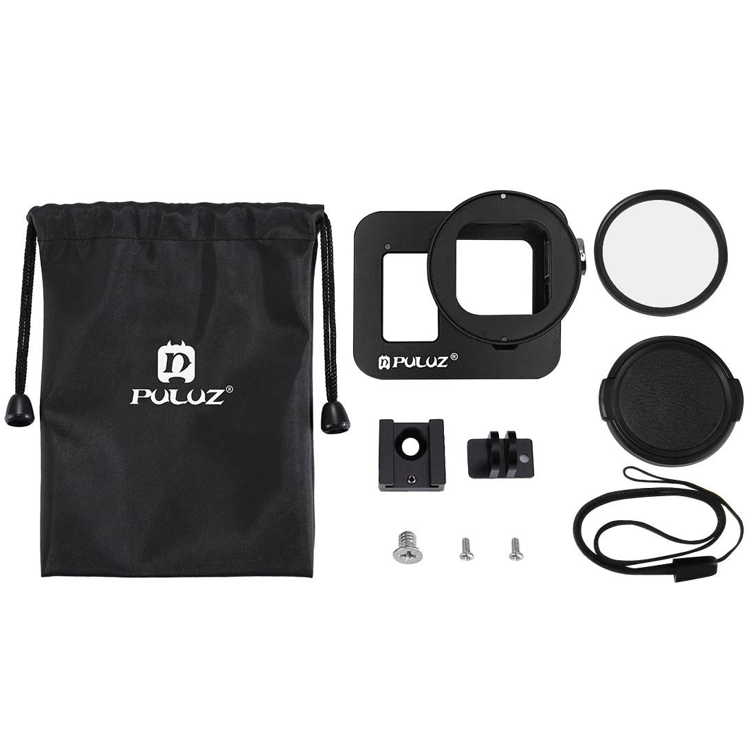Aluminum Alloy Protective Cage with Insurance Frame and 52mm Uv Lens for Gopro Hero8 8