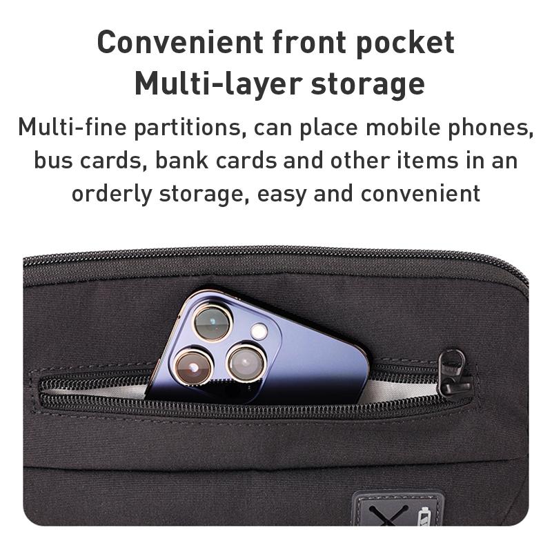 11 Inch Men Multifunctional Shoulder Bag Black 6