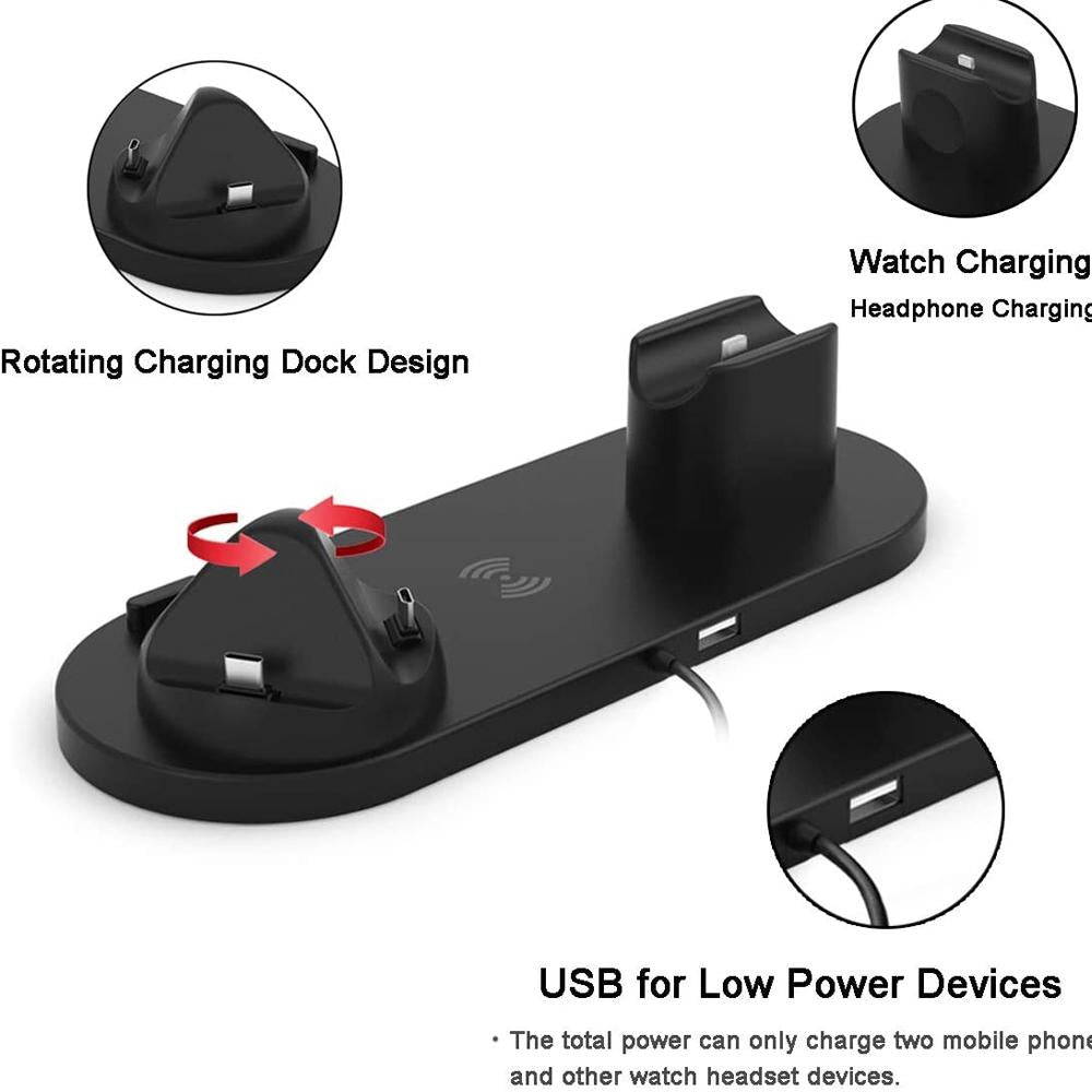 6 In 1 Wireless Charger For Iphone Apple Watch Airpods & Android - Black 5
