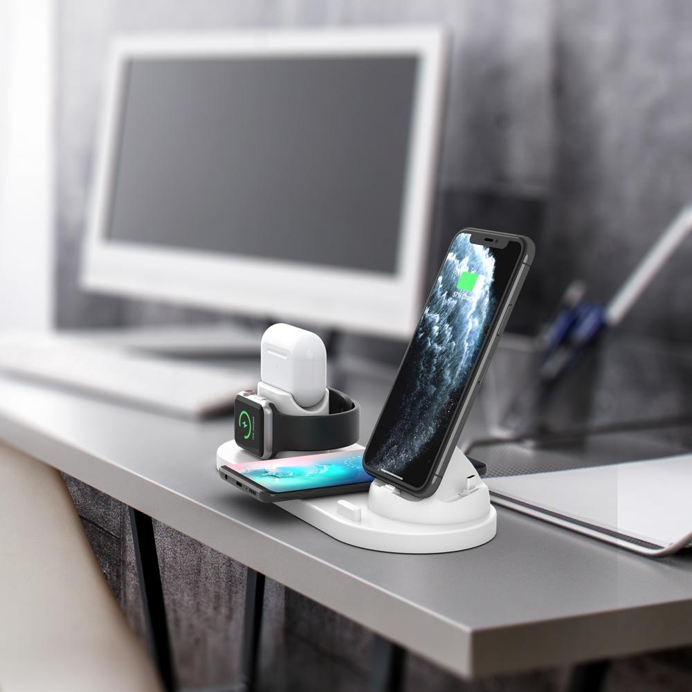 6 In 1 Wireless Charger For Iphone Apple Watch Airpods & Android - Black 8