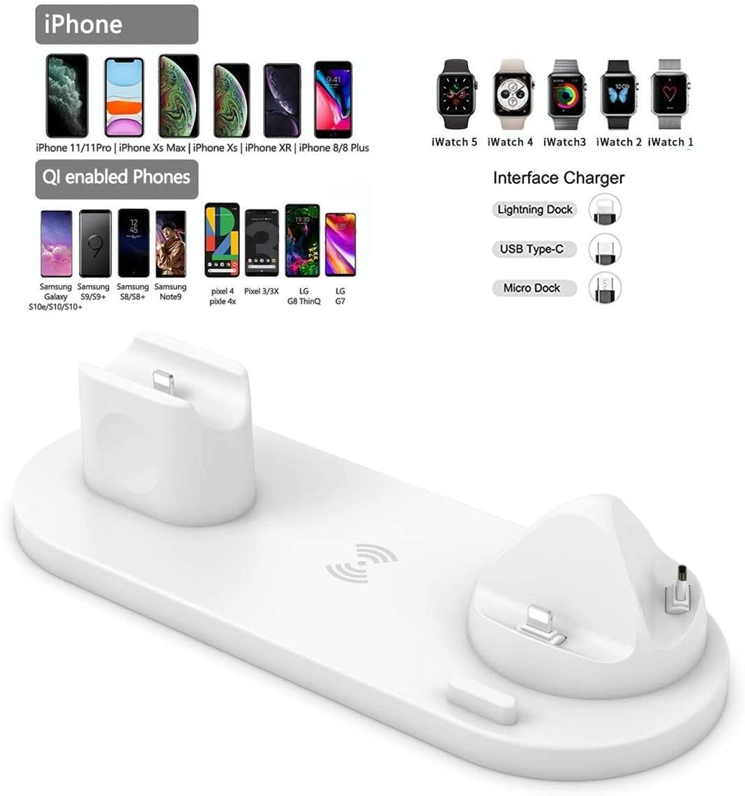 6 In 1 Wireless Charger For Iphone Apple Watch Airpods & Android - Black 14