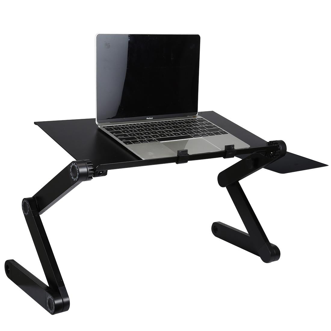 Adjustable Foldable Laptop Stand with Fans & Mouse Pad - Portable Aluminum - Black 6