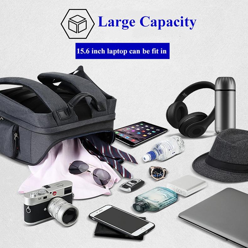 Waterproof Anti-Theft Usb Shoulder Bag - Large Capacity - Black 5