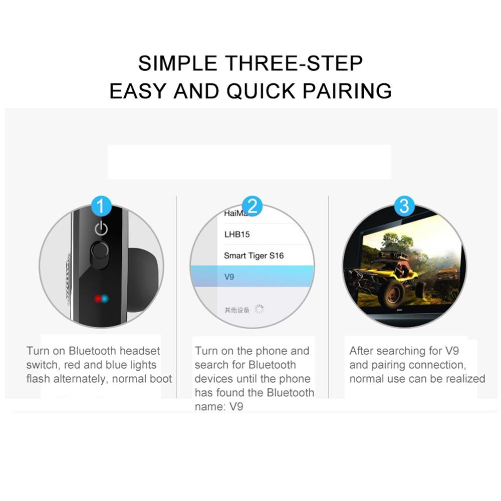 V9 Wireless Bluetooth Headset with Mic for Drivers - Black 8