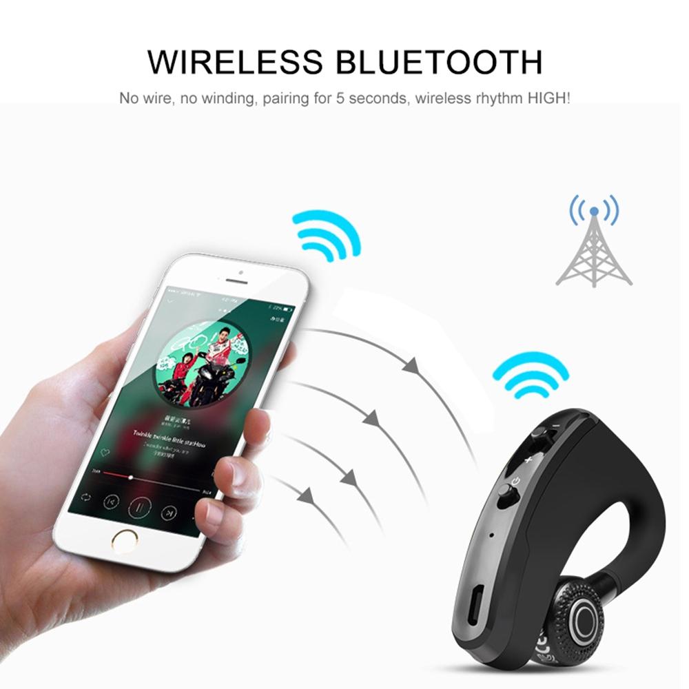V9 Wireless Bluetooth Headset with Mic for Drivers - Black 12