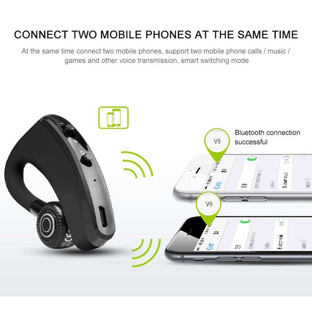 V9 Wireless Bluetooth Headset with Mic for Drivers - Black 13