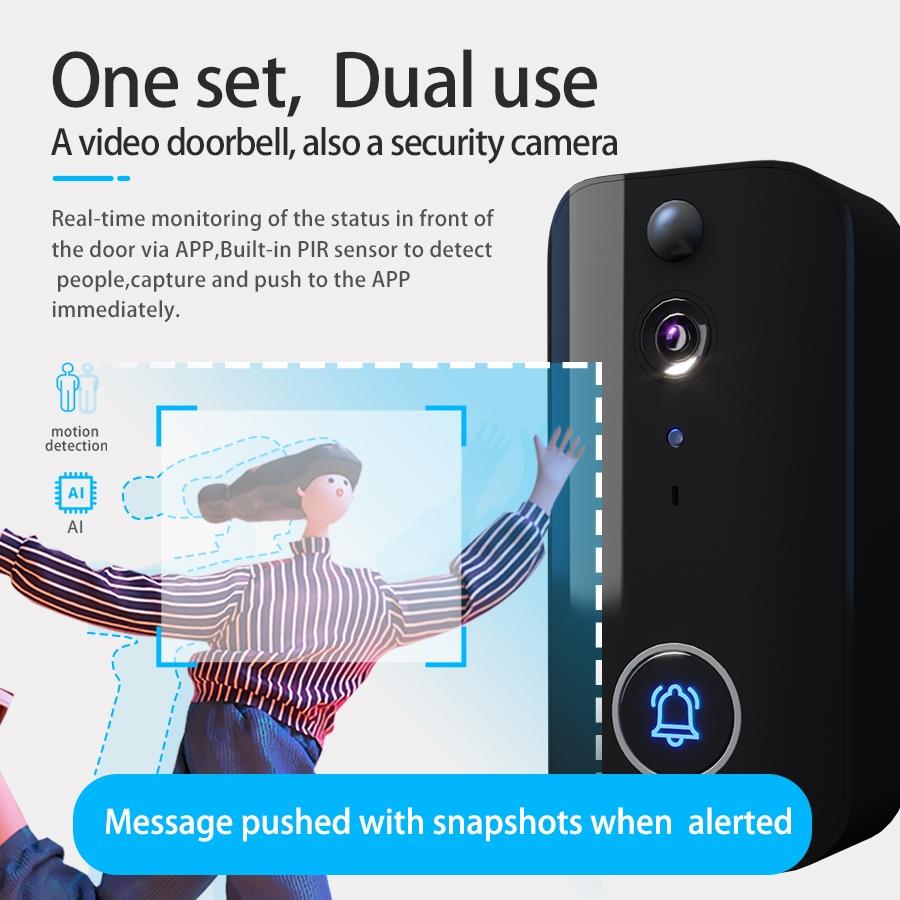 Wireless Doorbell Camera With Night Vision And Motion Detection - Black 12