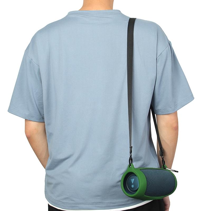 Portable Silicone Speaker Cover with Shoulder Strap & Carabiner for Jbl Charge 5 - Black 11