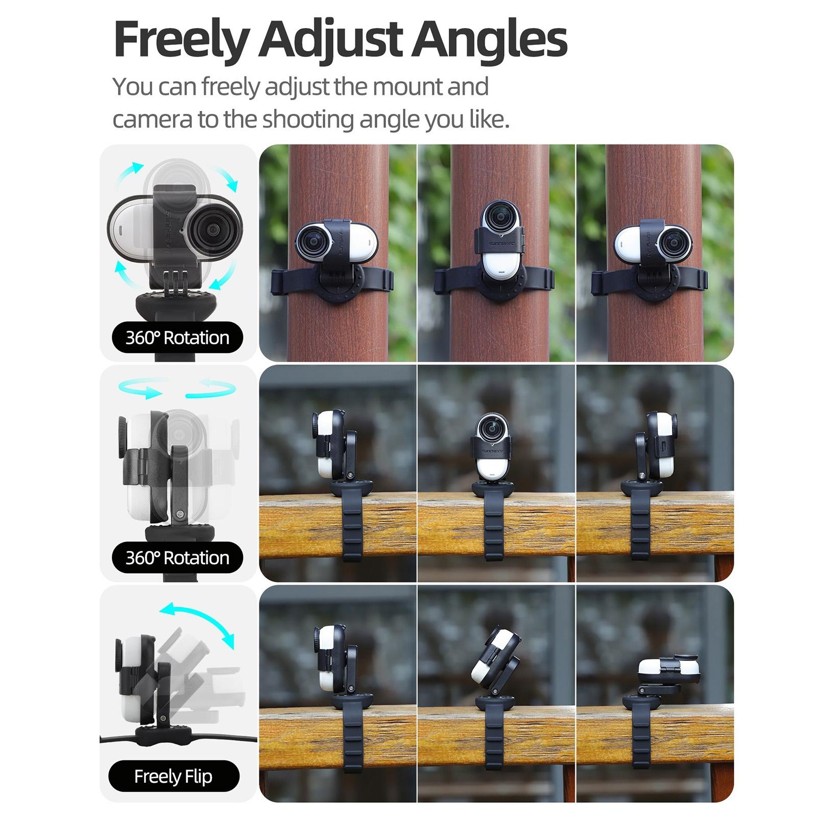 Insta360 Go 3s / Go 3 Sunnylife Camera Strap with Magnetic Mount and Silicone Wristband for Drone and Backpack - Black Stripe 8