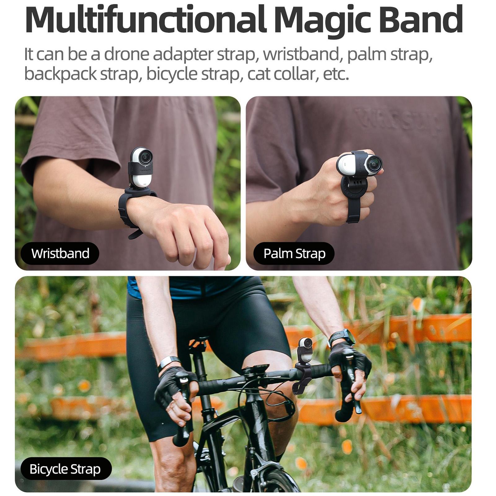 Insta360 Go 3s / Go 3 Sunnylife Camera Strap with Magnetic Mount and Silicone Wristband for Drone and Backpack - Black Stripe 9